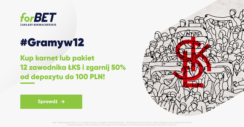 #Gramyw12 – bonus 50% od depozytu do 100 PLN dla fanów ŁKS!